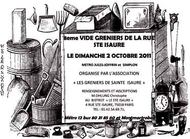 affiche vide grenier sur papier recyclé