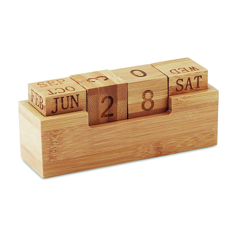 Calendrier de bureau perpétuel en bambou personnalisé
